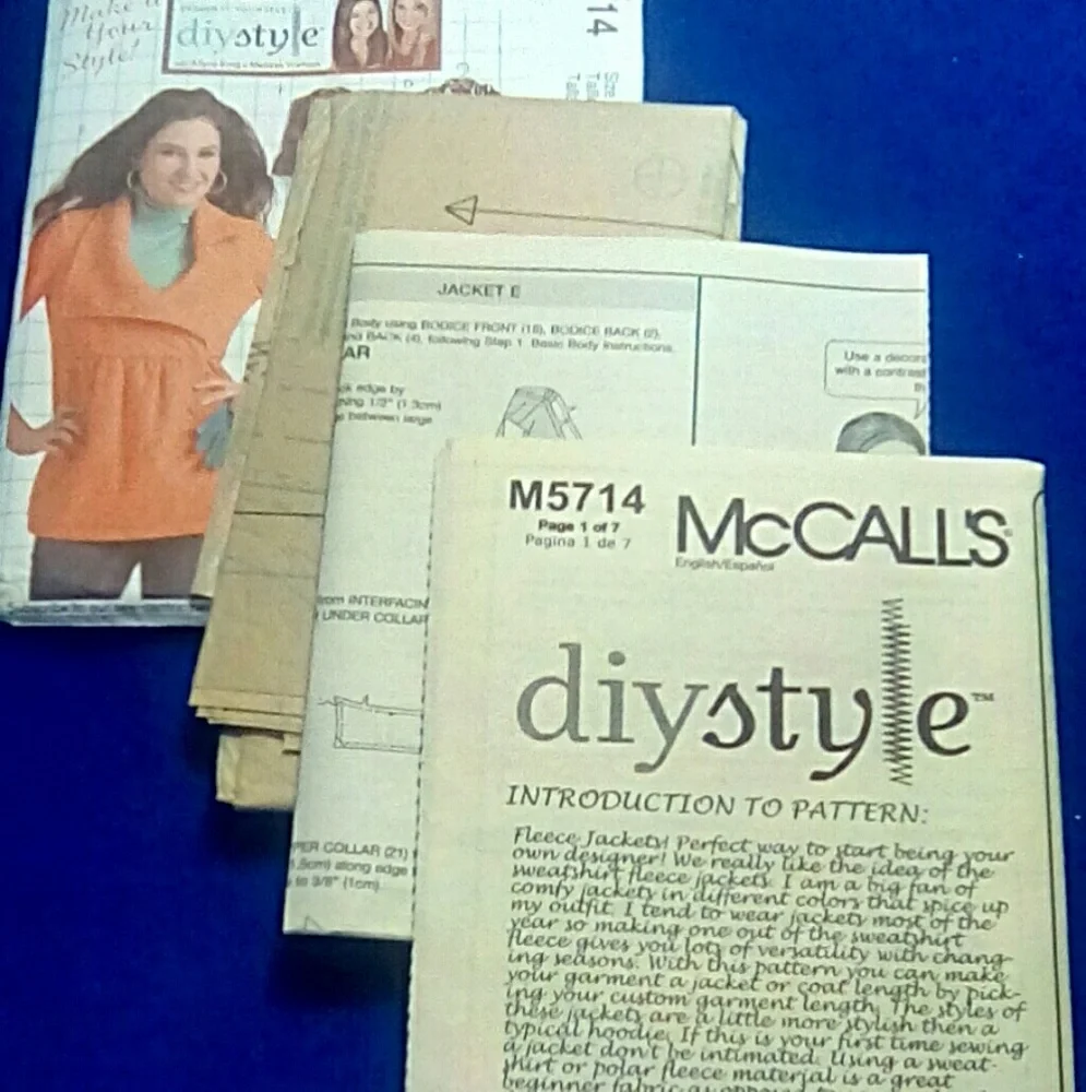McCall's M5714 Sz 12-14-16-18 DIY design unlined jacket/coat